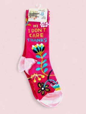 Blue Q “Hi I Don’t Care Thanks” Crew Socks NWT Women’s 5–10